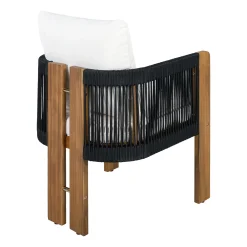 Curve Teak Wood Rope 5-Piece Outdoor Patio Dining Set for 4