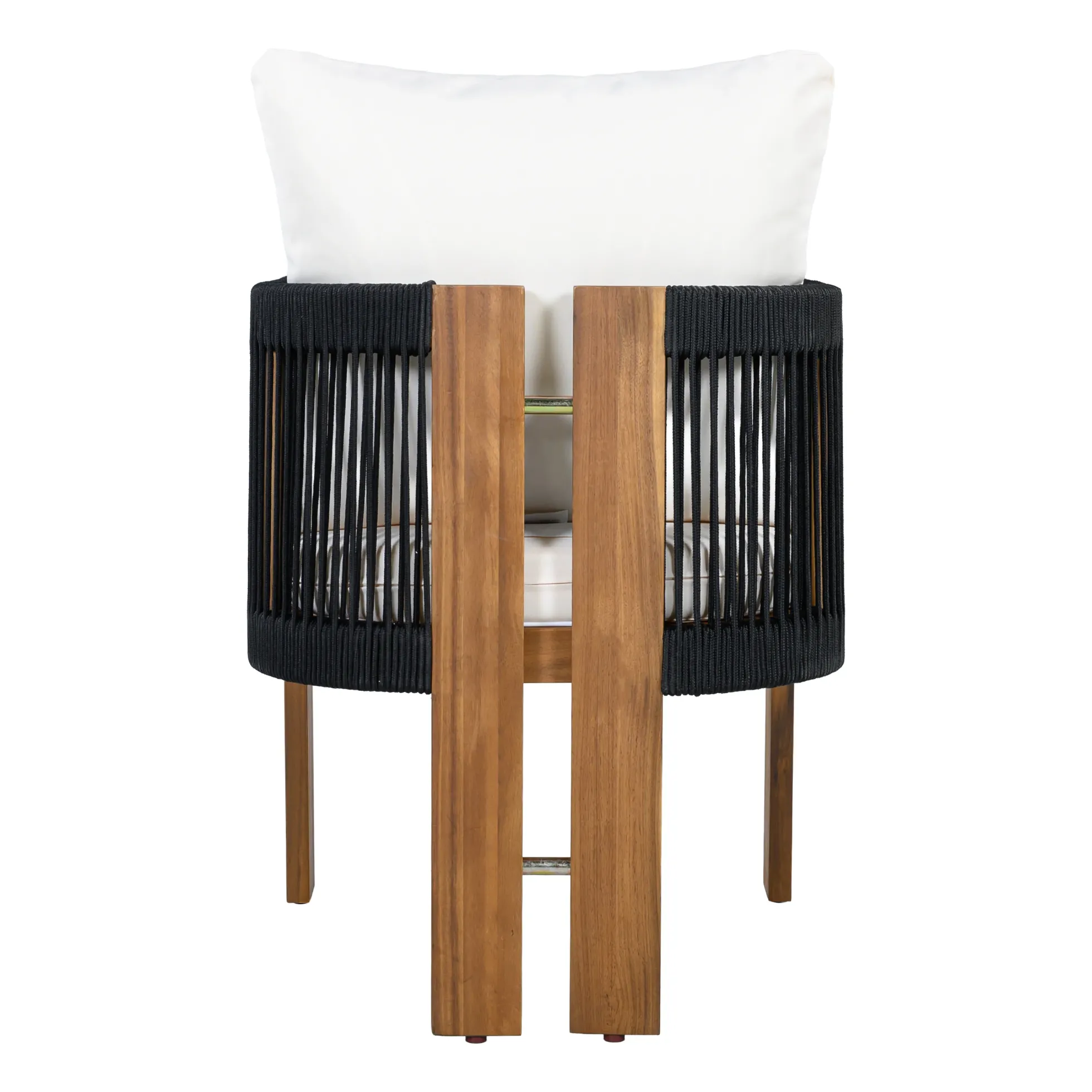 Curve Teak Wood Rope 5-Piece Outdoor Patio Dining Set for 4