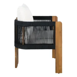 Curve Teak Wood Rope 5-Piece Outdoor Patio Dining Set for 4