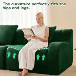 Curved Ergonomic Design L-Shaped Teddy Loveseat Sofa