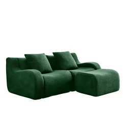 Curved Ergonomic Design L-Shaped Teddy Loveseat Sofa
