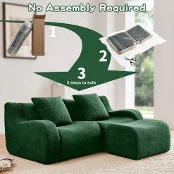 Curved Ergonomic Design L-Shaped Teddy Loveseat Sofa