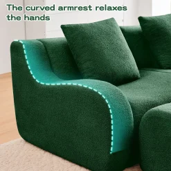 Curved Ergonomic Design L-Shaped Teddy Loveseat Sofa