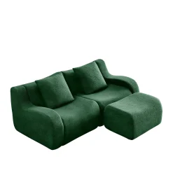 Curved Ergonomic Design L-Shaped Teddy Loveseat Sofa