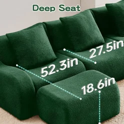 Curved Ergonomic Design L-Shaped Teddy Loveseat Sofa