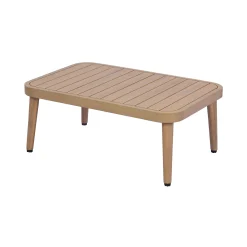 Curved Rope Design 4-Piece Acacia Wood Outdoor Patio Seating Set with Coffee Table