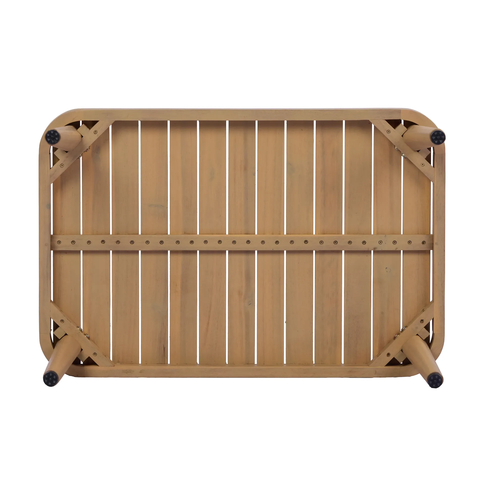 Curved Rope Design 4-Piece Acacia Wood Outdoor Patio Seating Set with Coffee Table