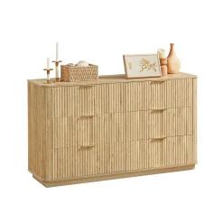 Curved wave Design Fluted 55' Wide Modern 6 Drawers Dresser