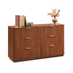 Curved wave Design Fluted 55' Wide Modern 6 Drawers Dresser