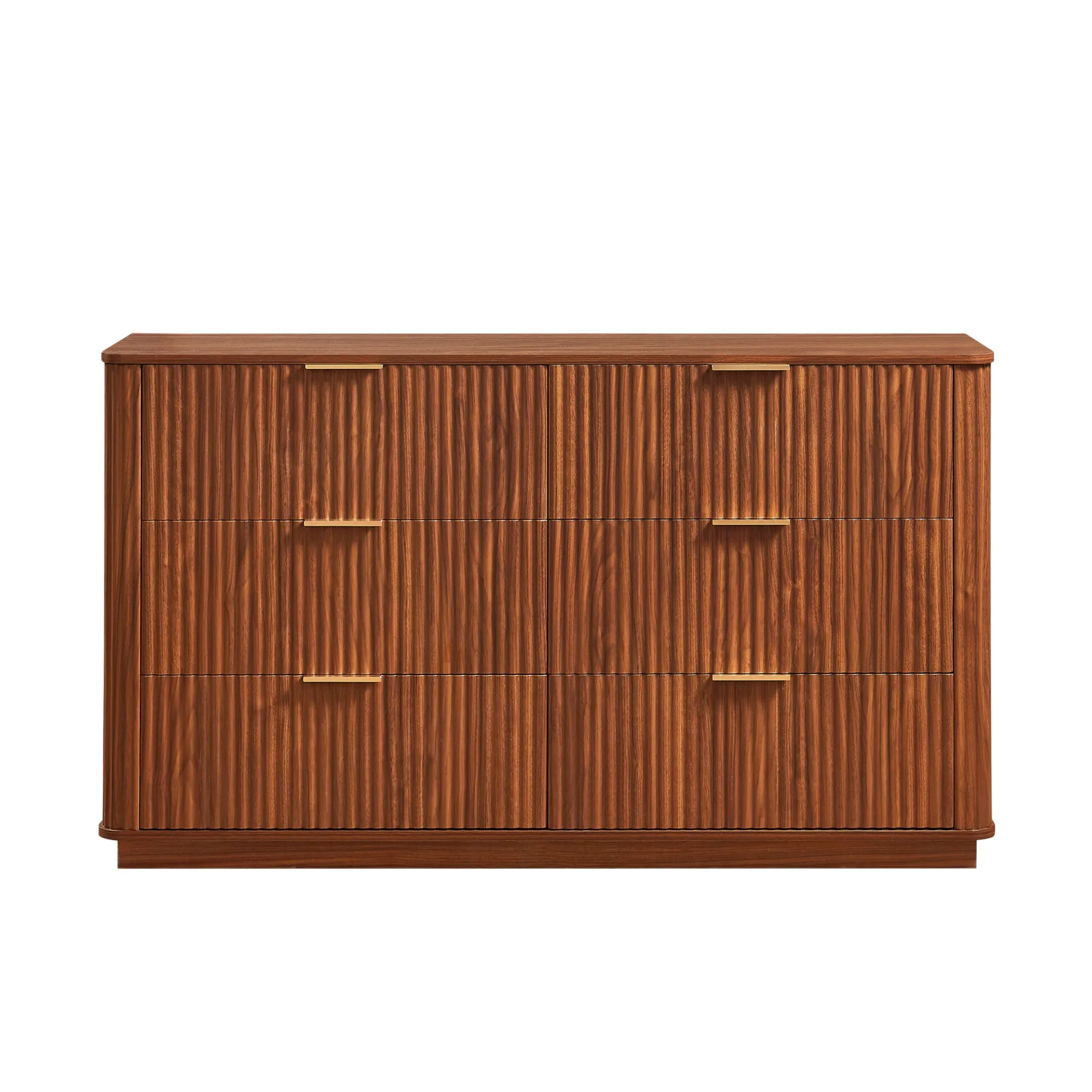 Curved wave Design Fluted 55' Wide Modern 6 Drawers Dresser