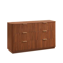 Curved wave Design Fluted 55' Wide Modern 6 Drawers Dresser