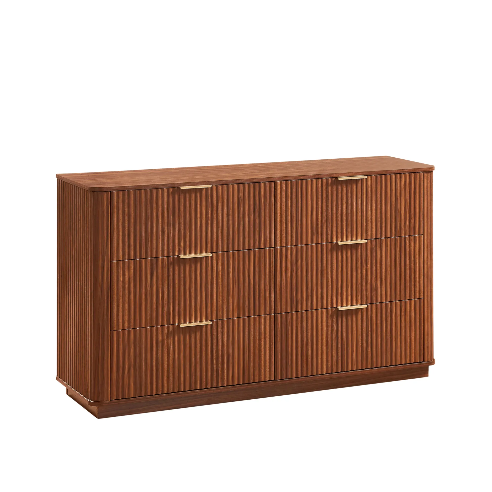 Curved wave Design Fluted 55' Wide Modern 6 Drawers Dresser