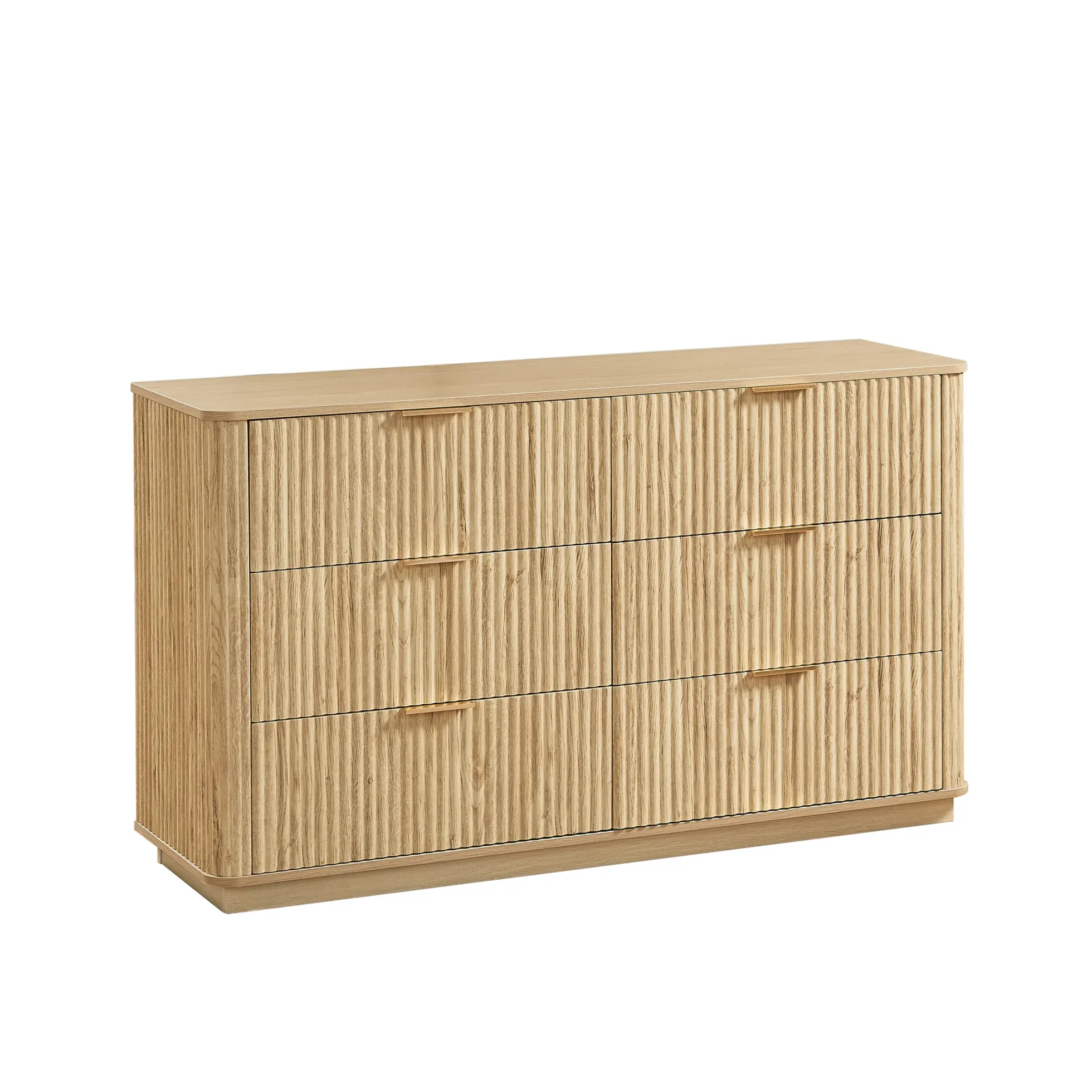 Curved wave Design Fluted 55' Wide Modern 6 Drawers Dresser