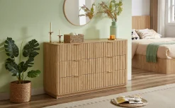 Curved wave Design Fluted 55' Wide Modern 6 Drawers Dresser