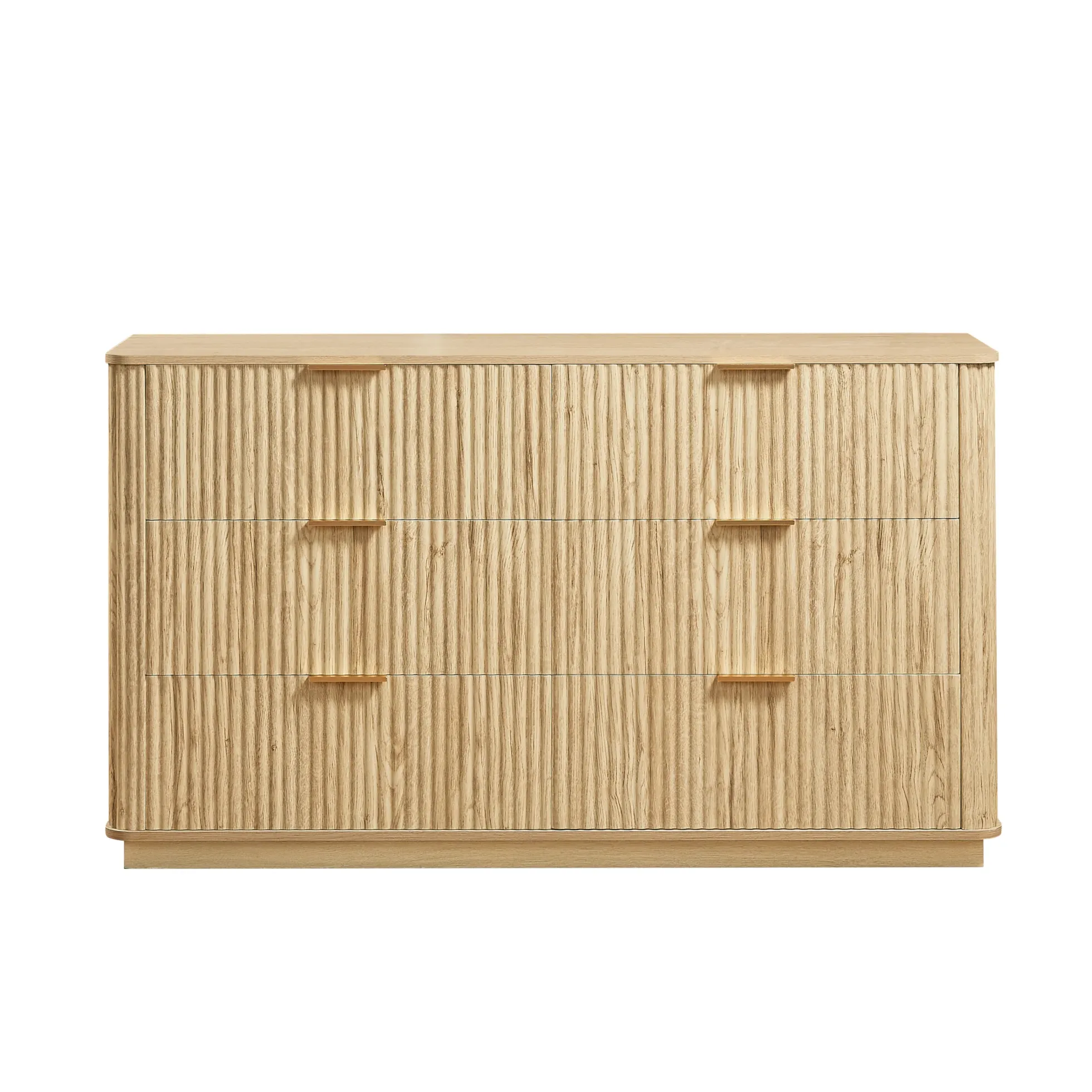 Curved wave Design Fluted 55' Wide Modern 6 Drawers Dresser