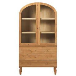 Darci Modern Arched Bookshelf Cabinet with Glass Doors