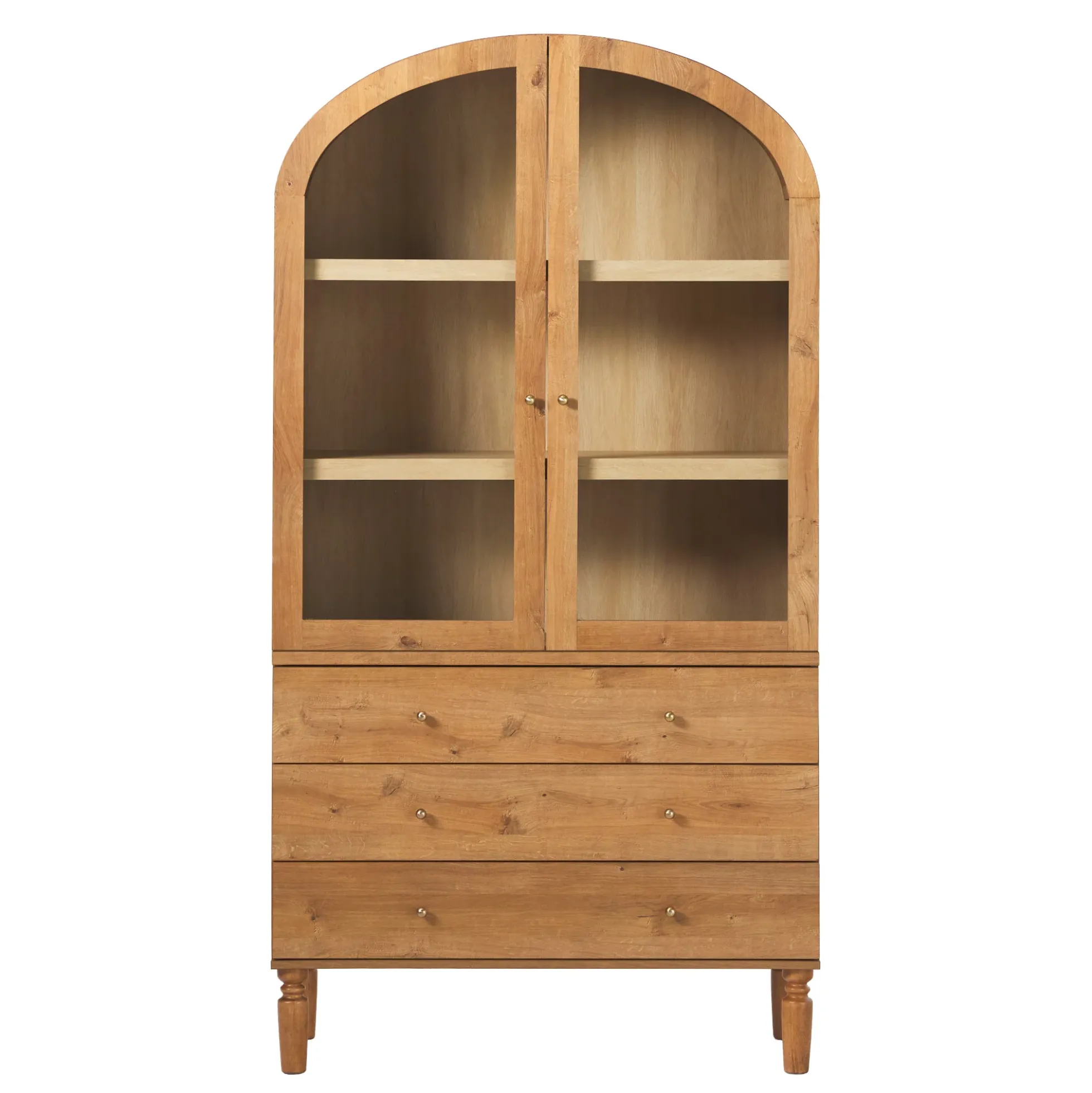Darci Modern Arched Bookshelf Cabinet with Glass Doors