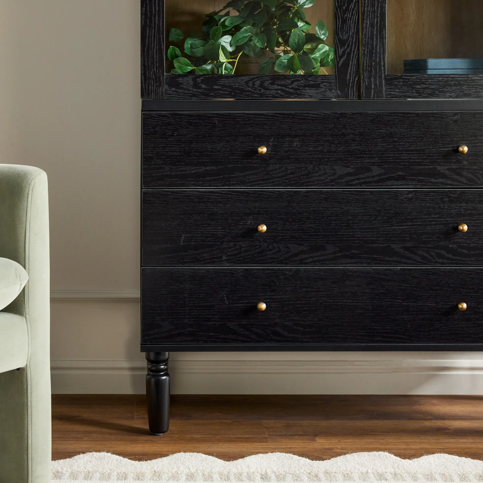 Darci Modern Arched Bookshelf Cabinet with Glass Doors
