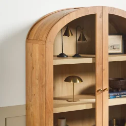 Darci Modern Arched Bookshelf Cabinet with Glass Doors