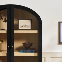 Darci Modern Arched Bookshelf Cabinet with Glass Doors