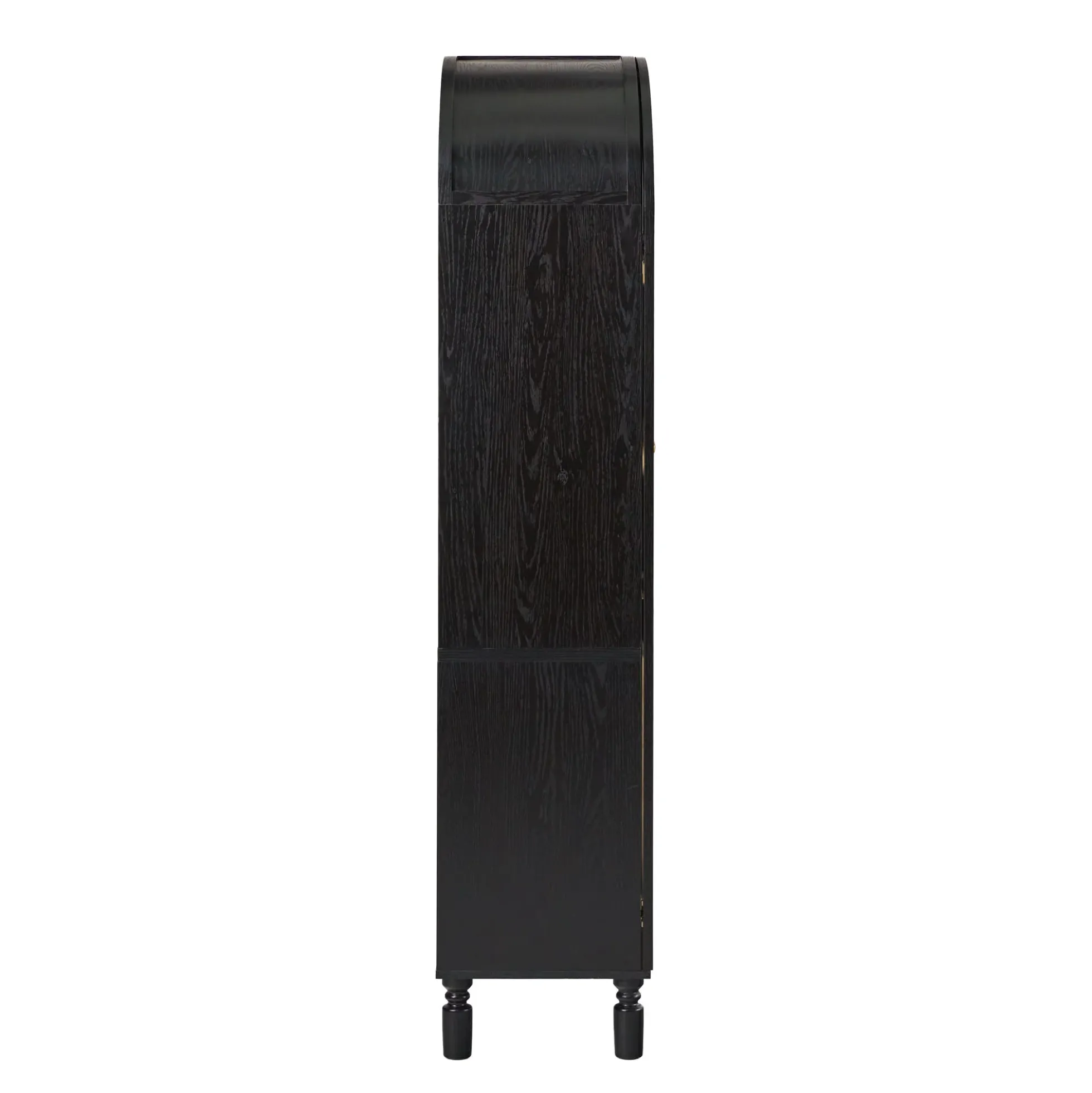 Darci Modern Arched Bookshelf Cabinet with Glass Doors & Inner Drawers