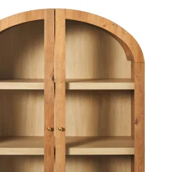 Darci Modern Arched Bookshelf Cabinet with Glass Doors & Inner Drawers