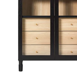 Darci Modern Arched Bookshelf Cabinet with Glass Doors & Inner Drawers