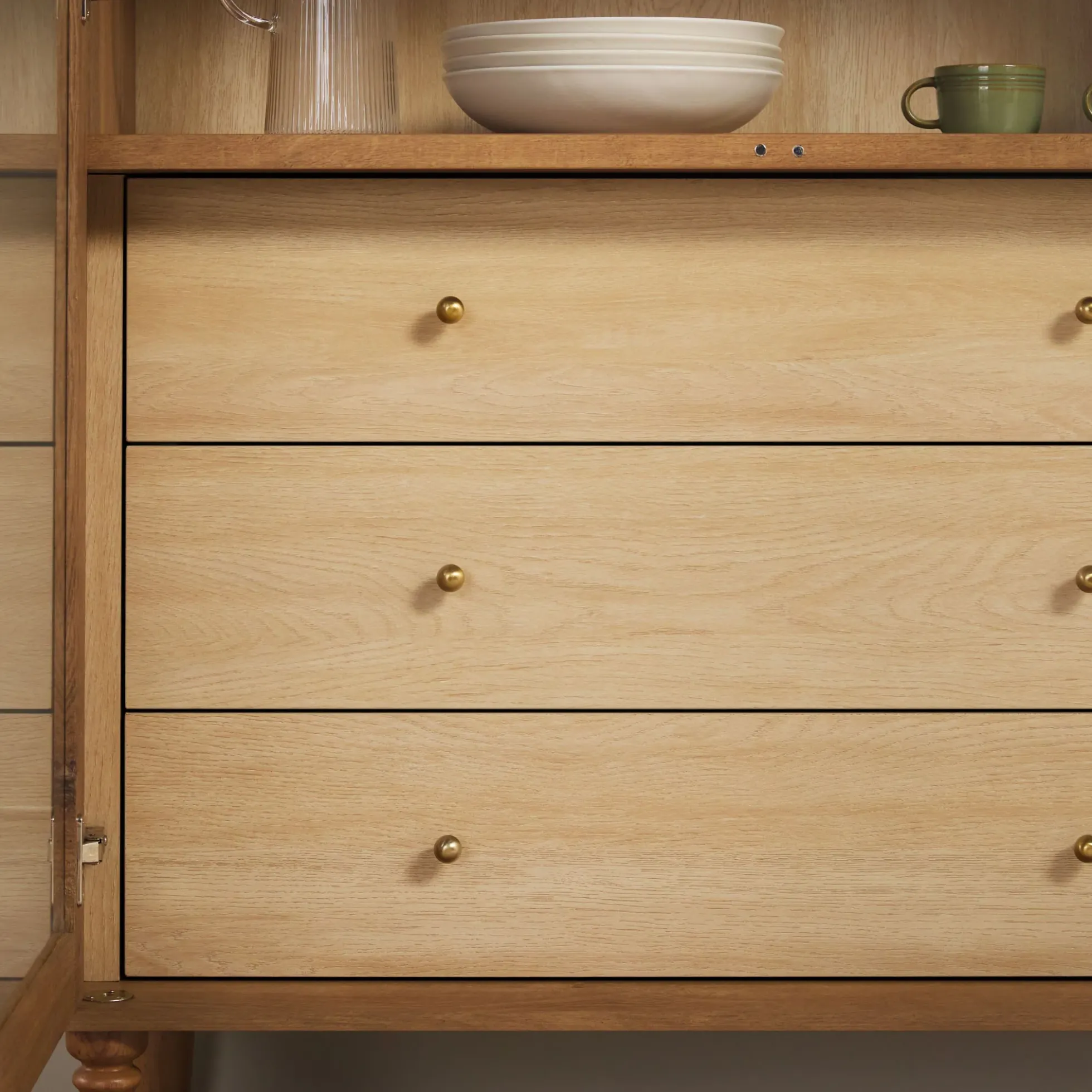 Darci Modern Arched Bookshelf Cabinet with Glass Doors & Inner Drawers