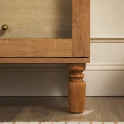 Darci Modern Arched Bookshelf Cabinet with Glass Doors & Inner Drawers