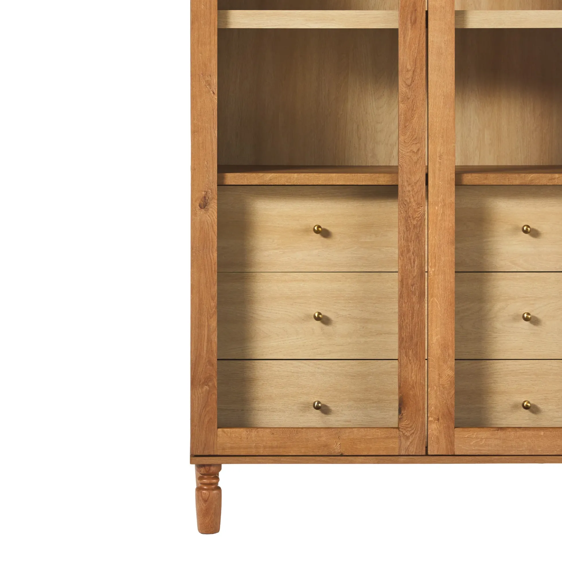 Darci Modern Arched Bookshelf Cabinet with Glass Doors & Inner Drawers
