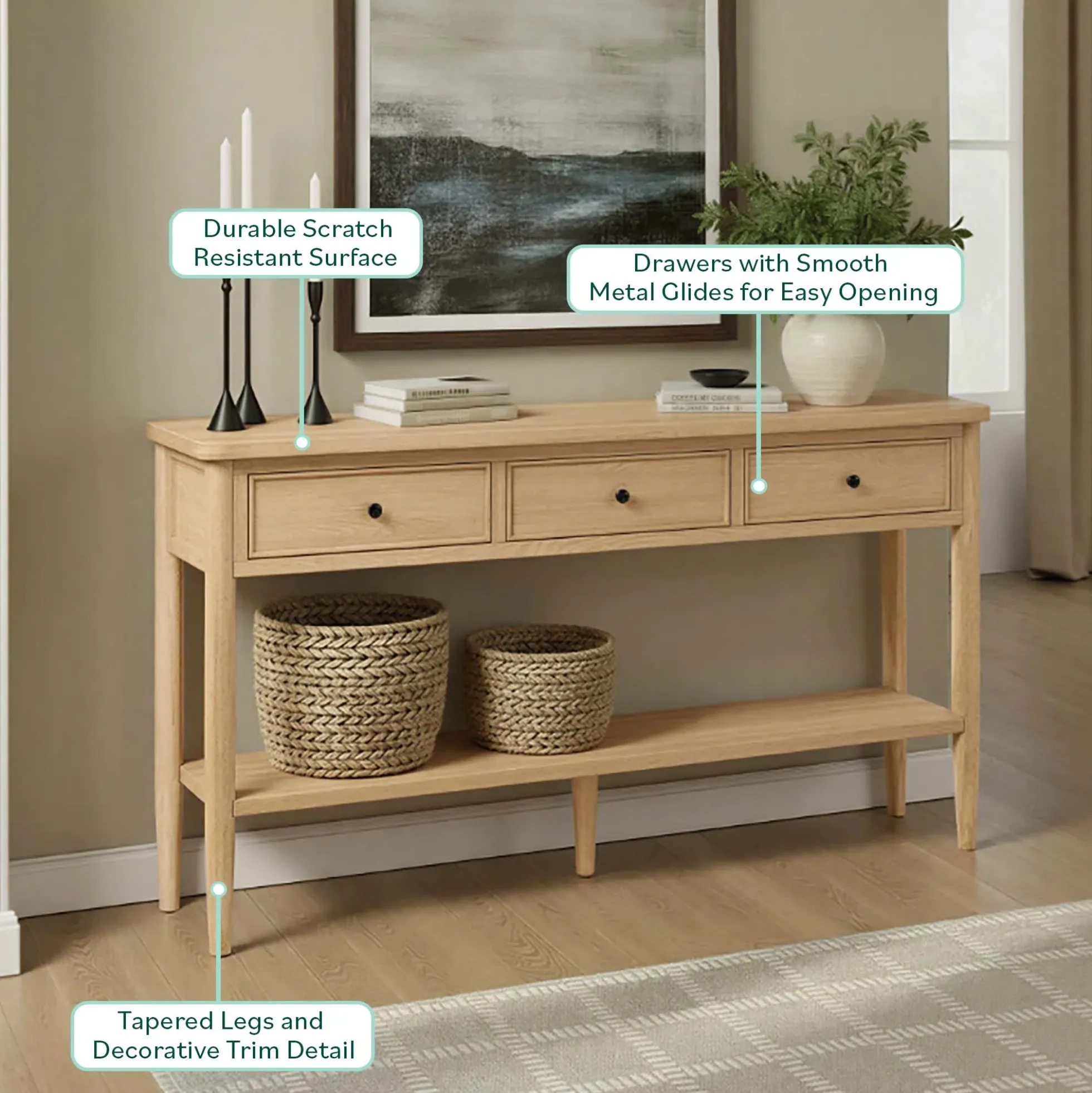 Diedra Modern Entry Table with Drawer Storage