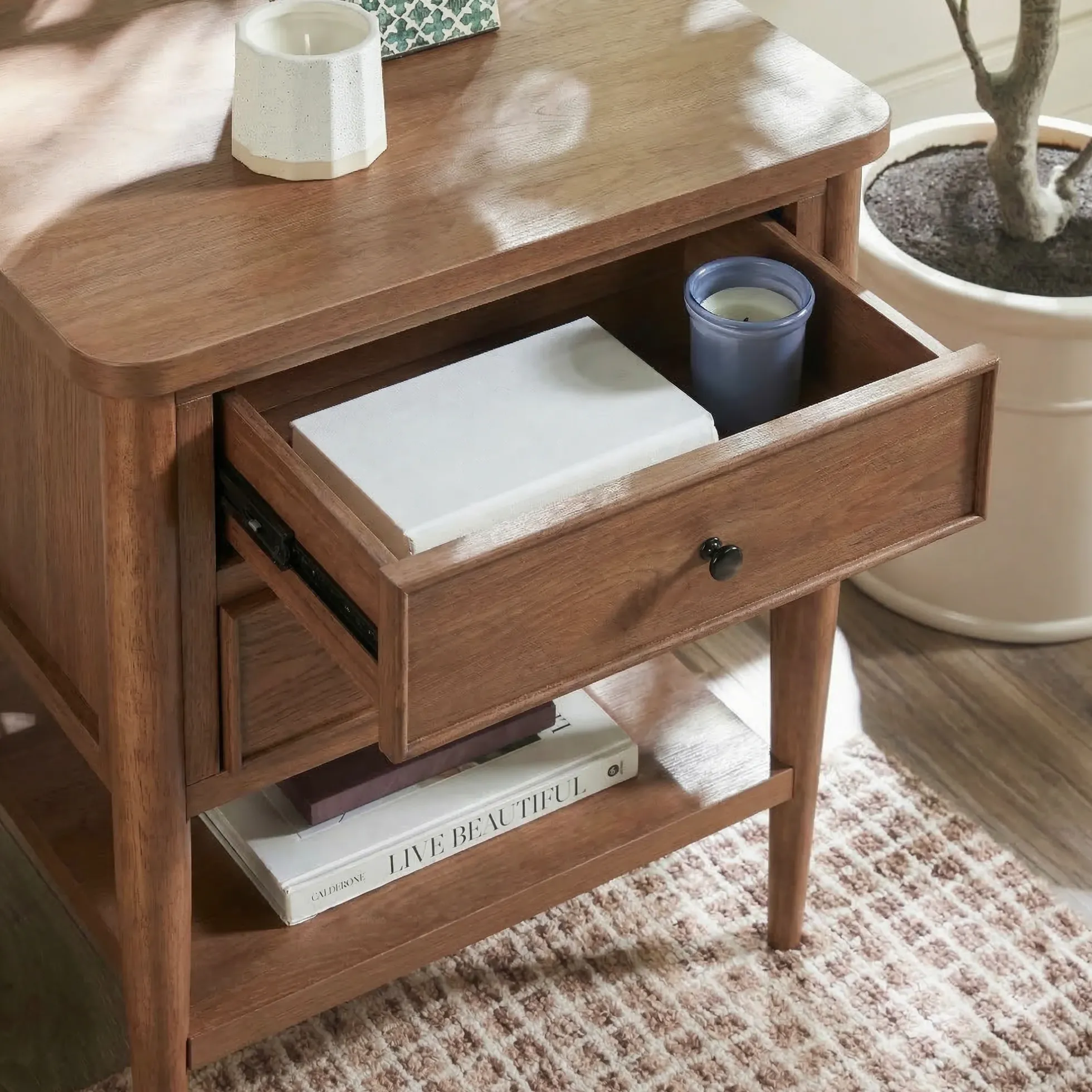 Diedra Modern Side Table with Drawers