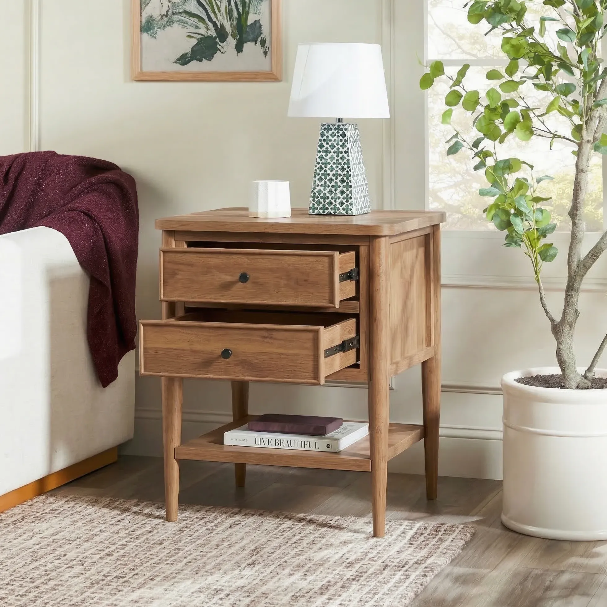 Diedra Modern Side Table with Drawers