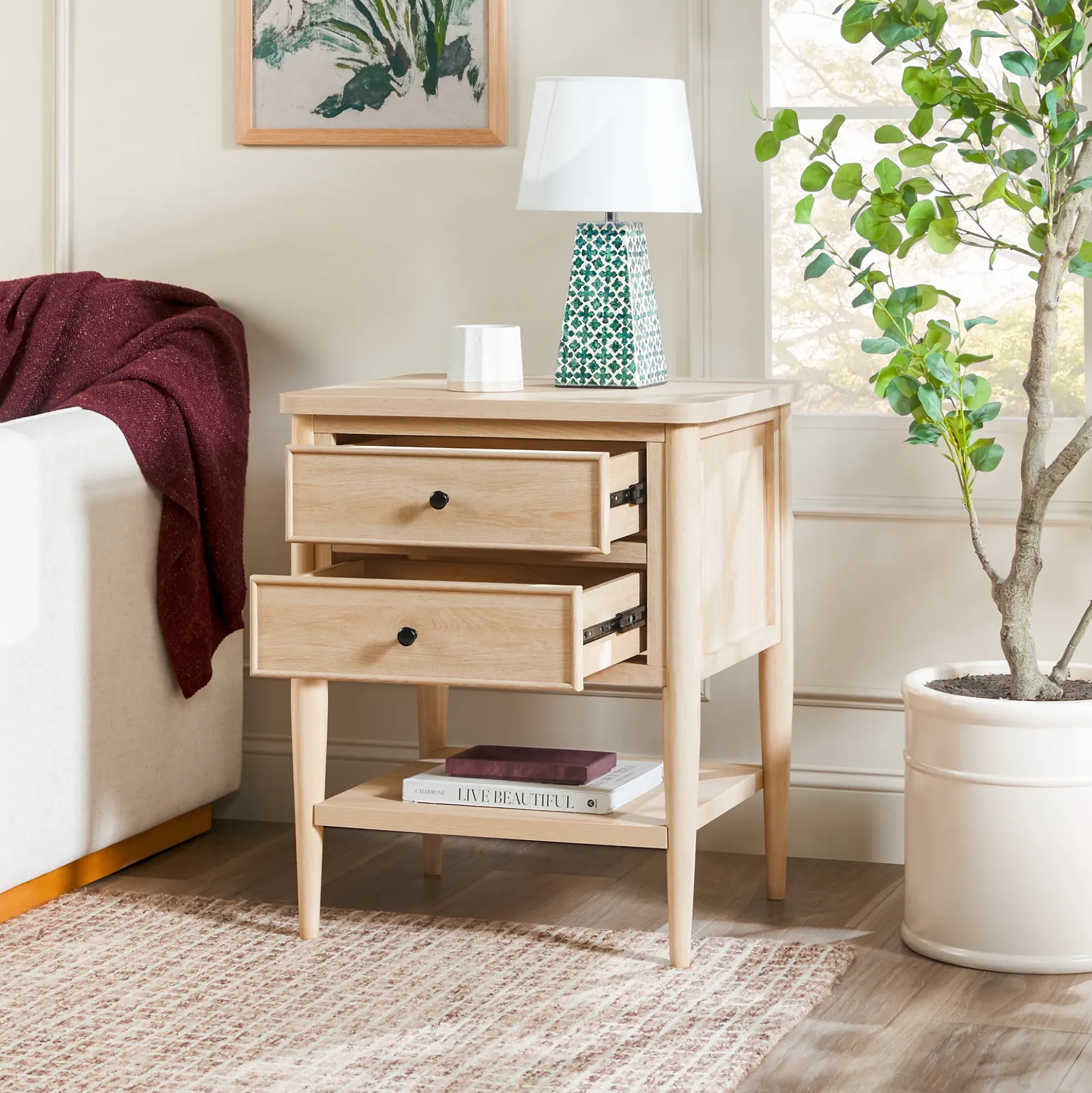 Diedra Modern Side Table with Drawers