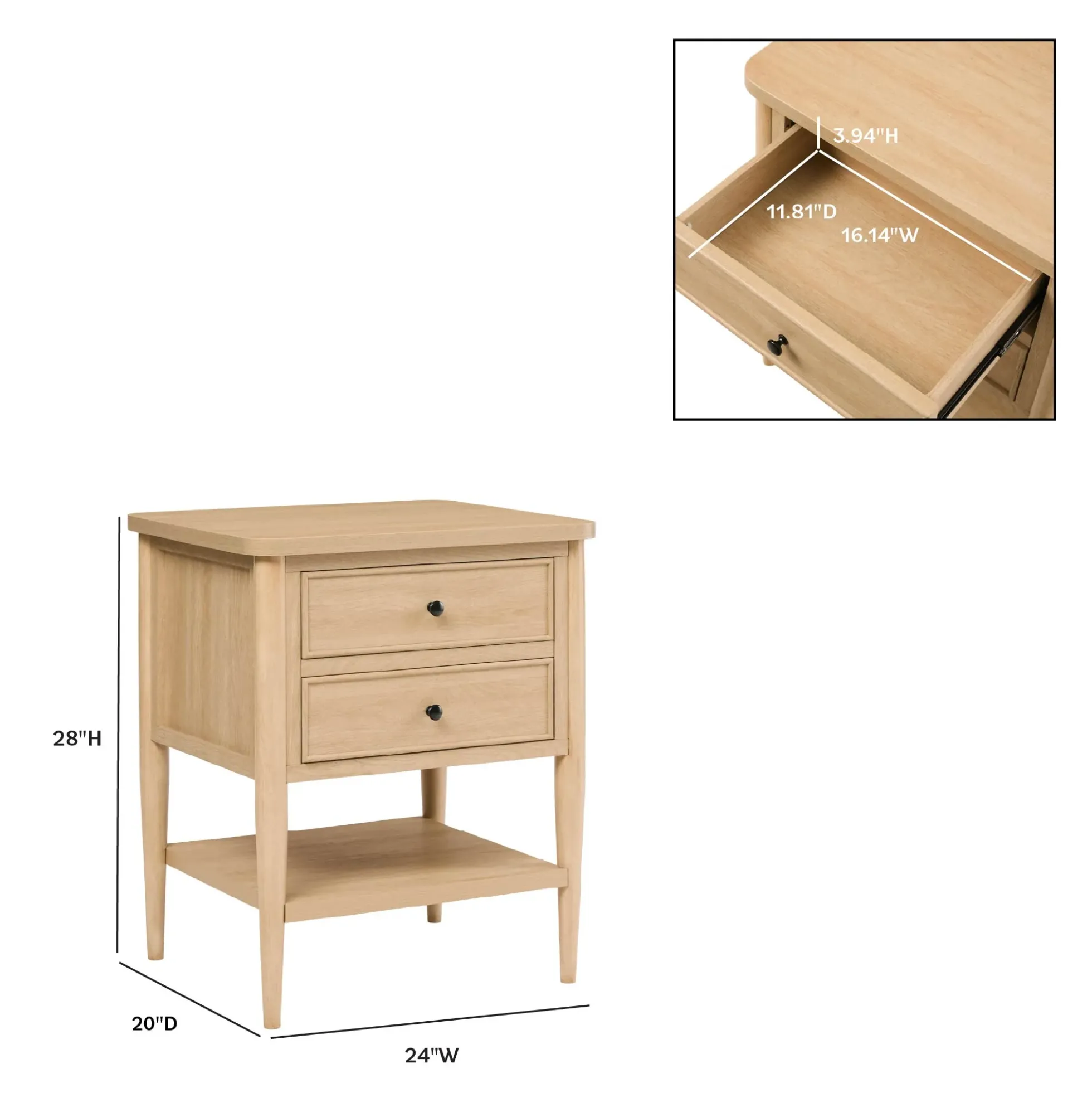 Diedra Modern Side Table with Drawers