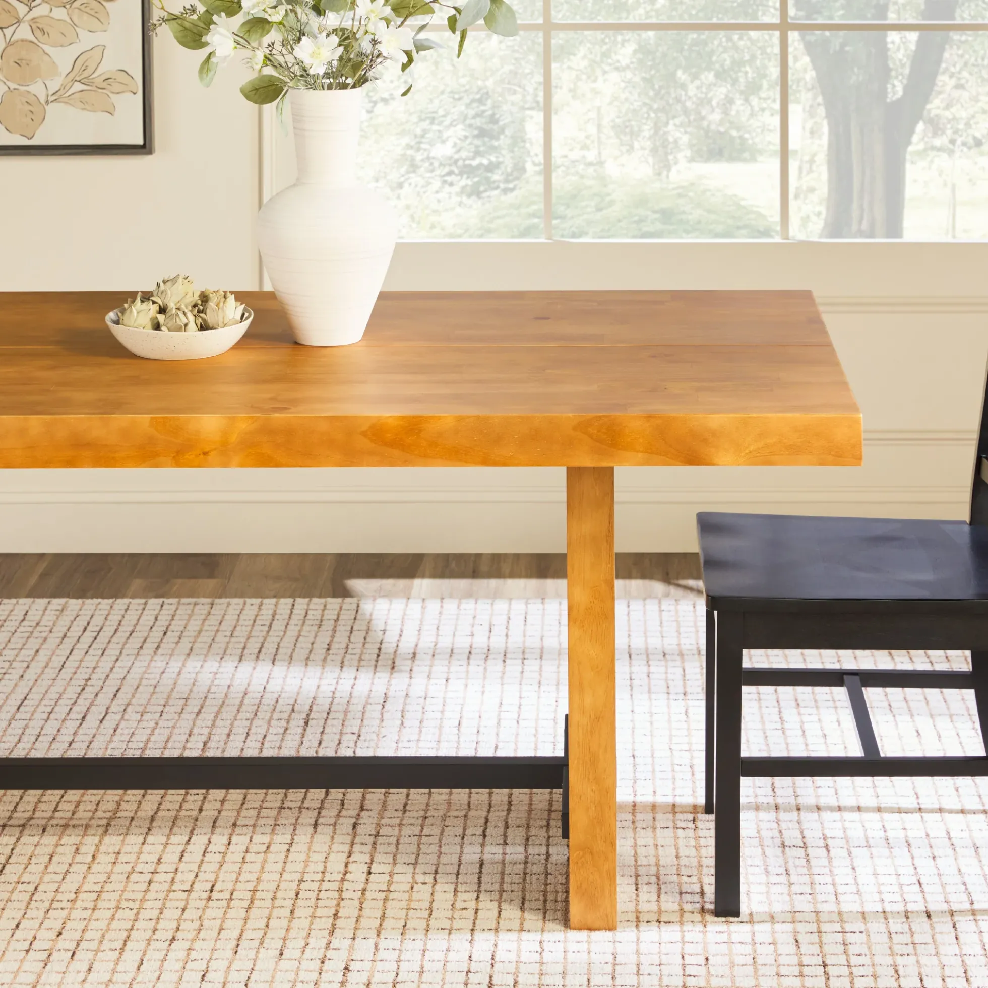 Dontae 72" Solid Wood Trestle Dining Table Seats 6
