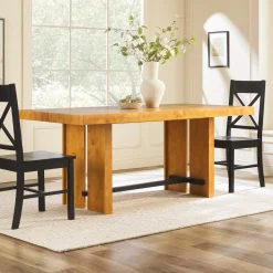 Dontae 72" Solid Wood Trestle Dining Table Seats 6