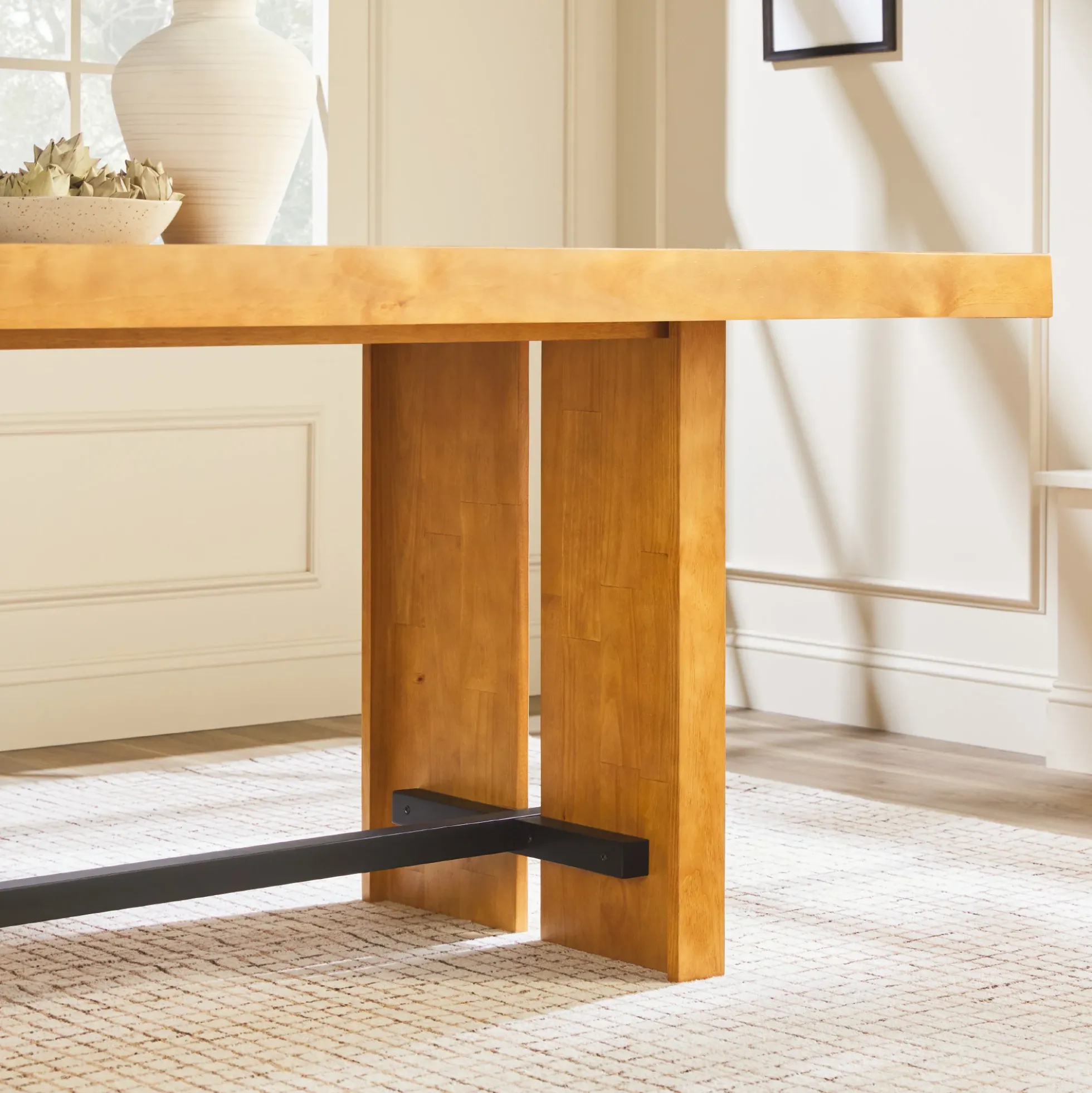 Dontae 72" Solid Wood Trestle Dining Table Seats 6