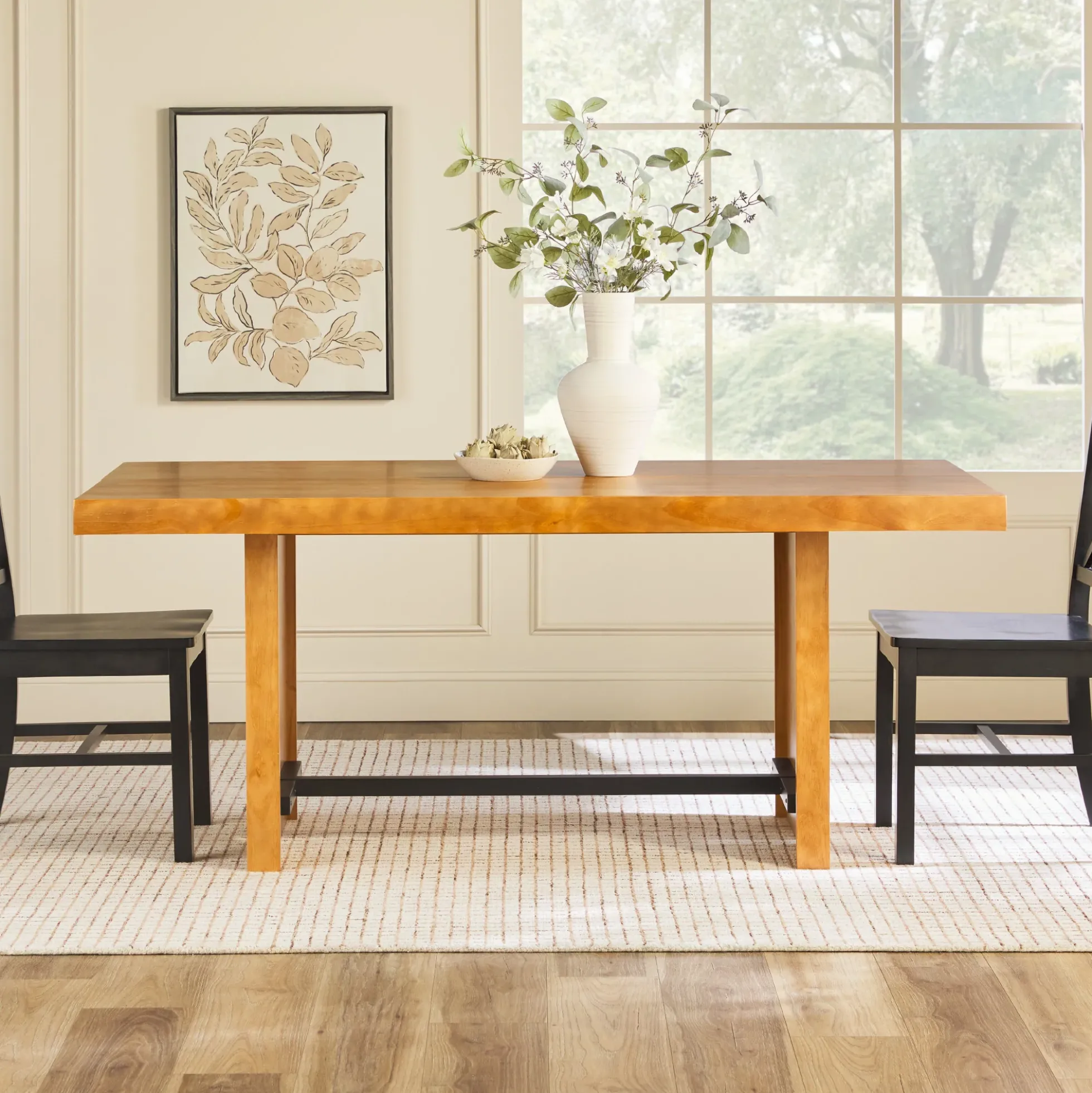 Dontae 72" Solid Wood Trestle Dining Table Seats 6