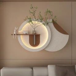 Double-Disc Adjustable 3-Color LED Sandstone Wall Art Decor