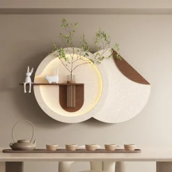 Double-Disc Adjustable 3-Color LED Sandstone Wall Art Decor