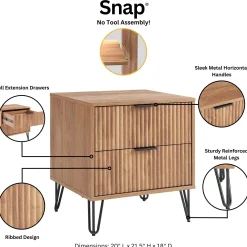 Dumbo 20' Fluted 2-Drawer Nightstand