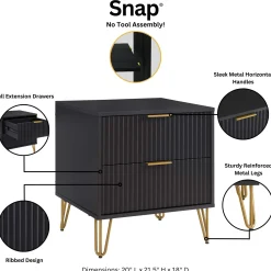 Dumbo 20' Fluted 2-Drawer Nightstand