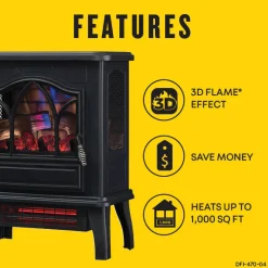 duraflame® 3D Flame Effect Electric Infrared Portable Fireplace Stove Heater