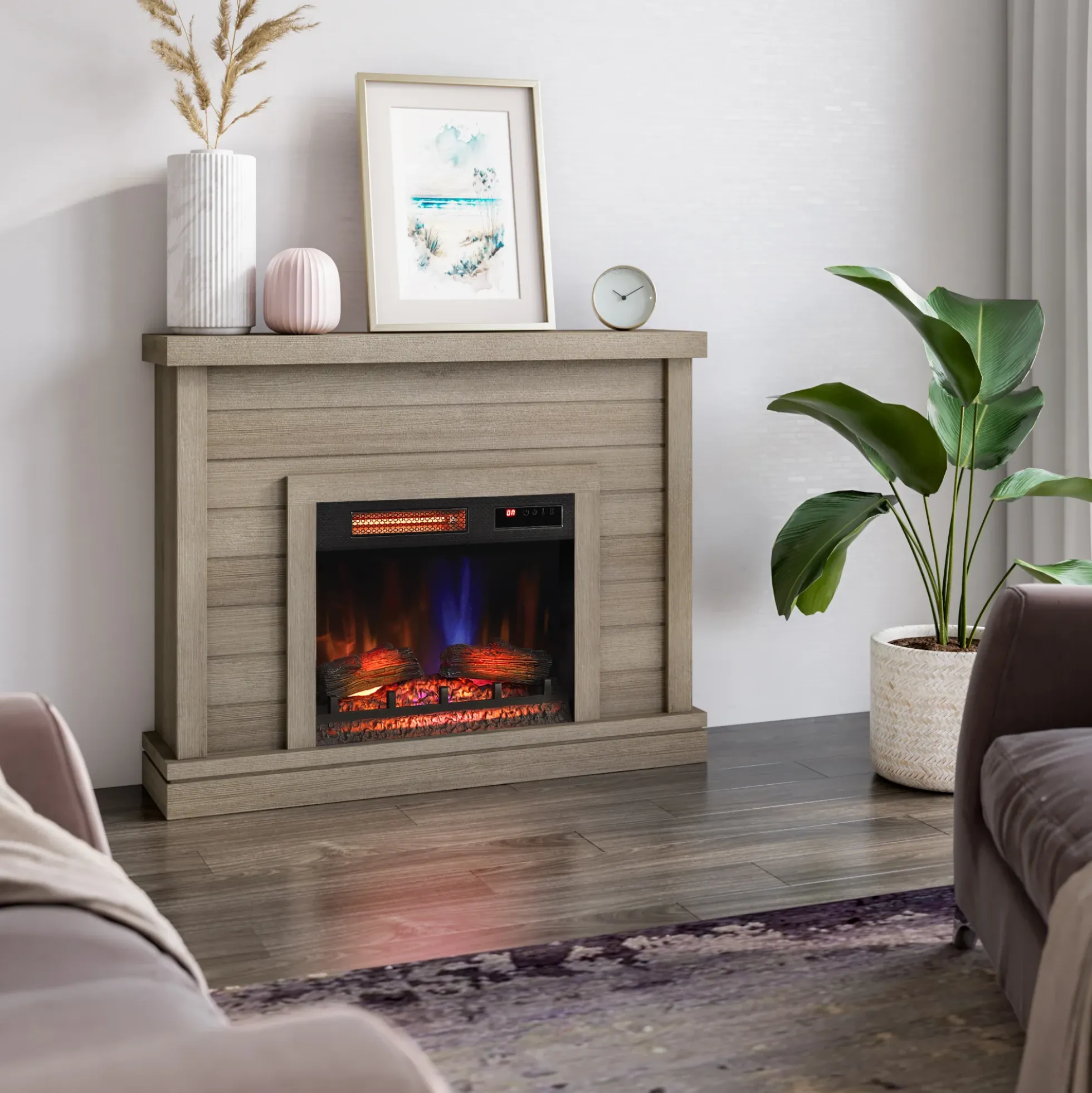 duraflame® Electric Fireplace Shiplap Wall Mantel