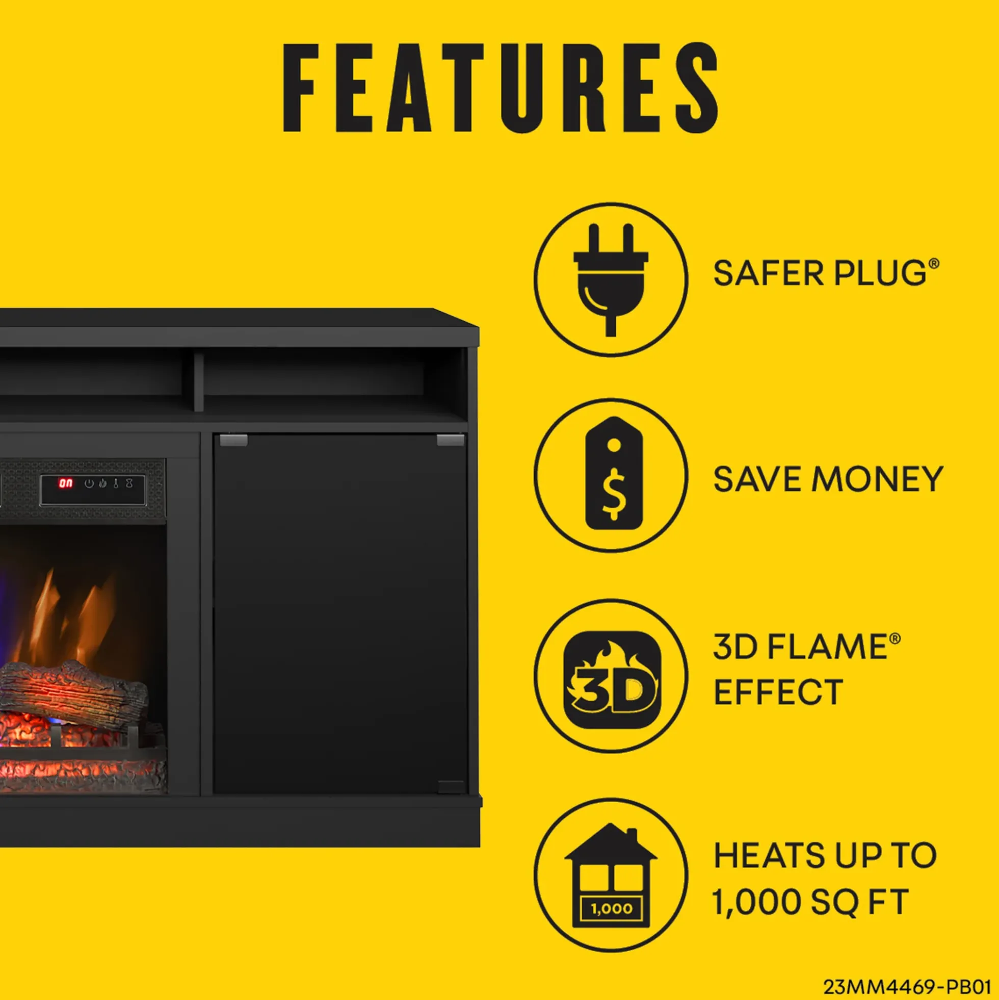 duraflame® Electric Fireplace TV Stand with Modern LED Accent Lighting & Remote