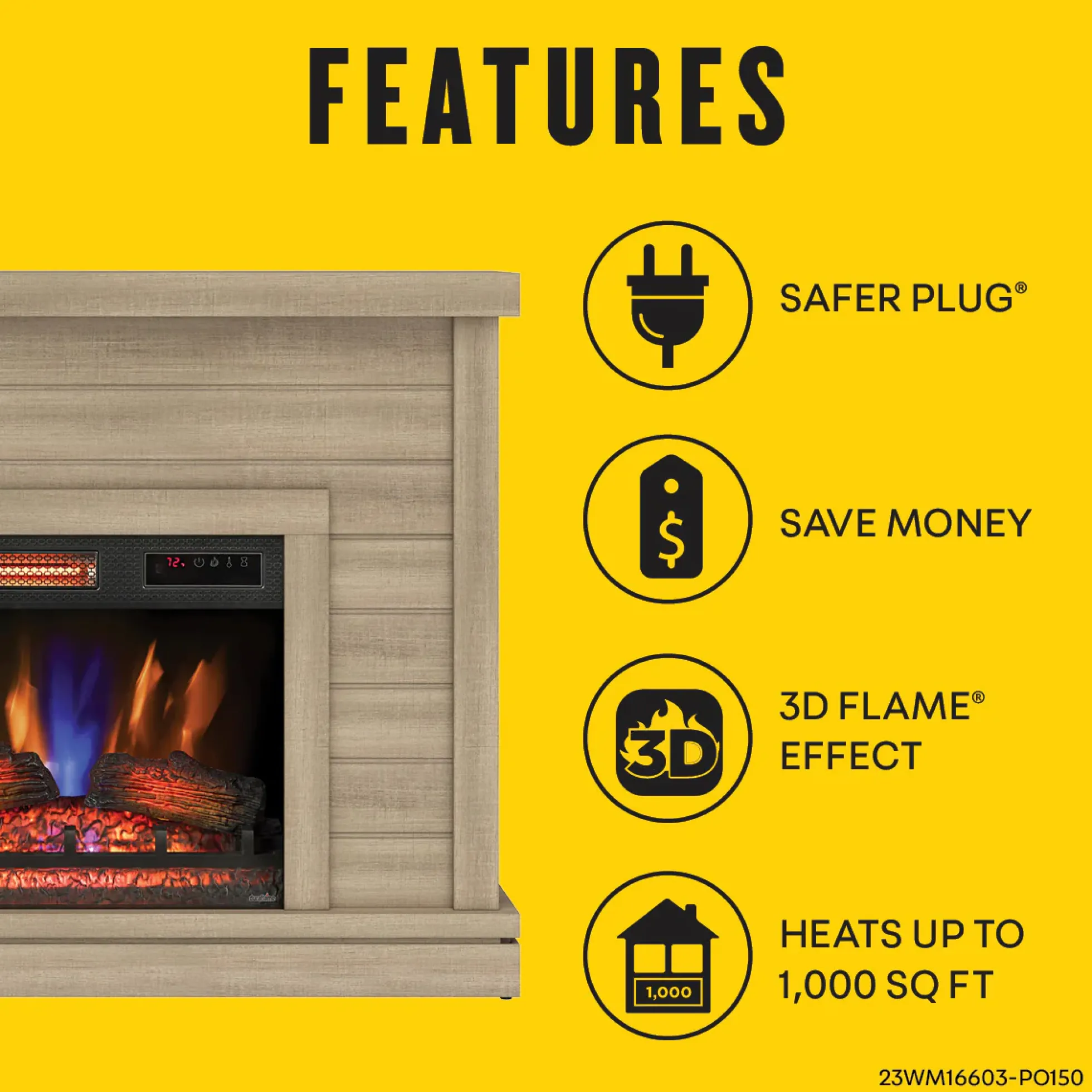 duraflame® Farmhouse Shiplap Electric Fireplace Wall Mantel