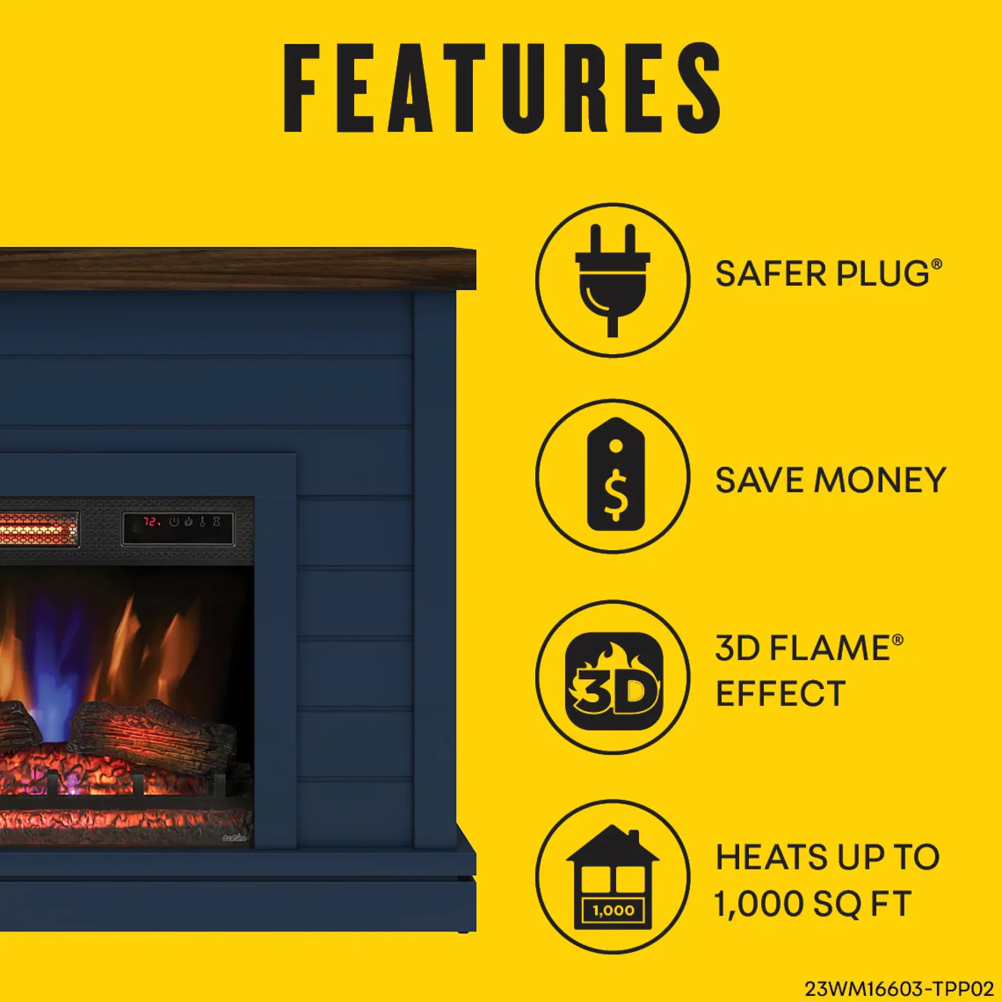 duraflame® Farmhouse Shiplap Electric Fireplace Wall Mantel