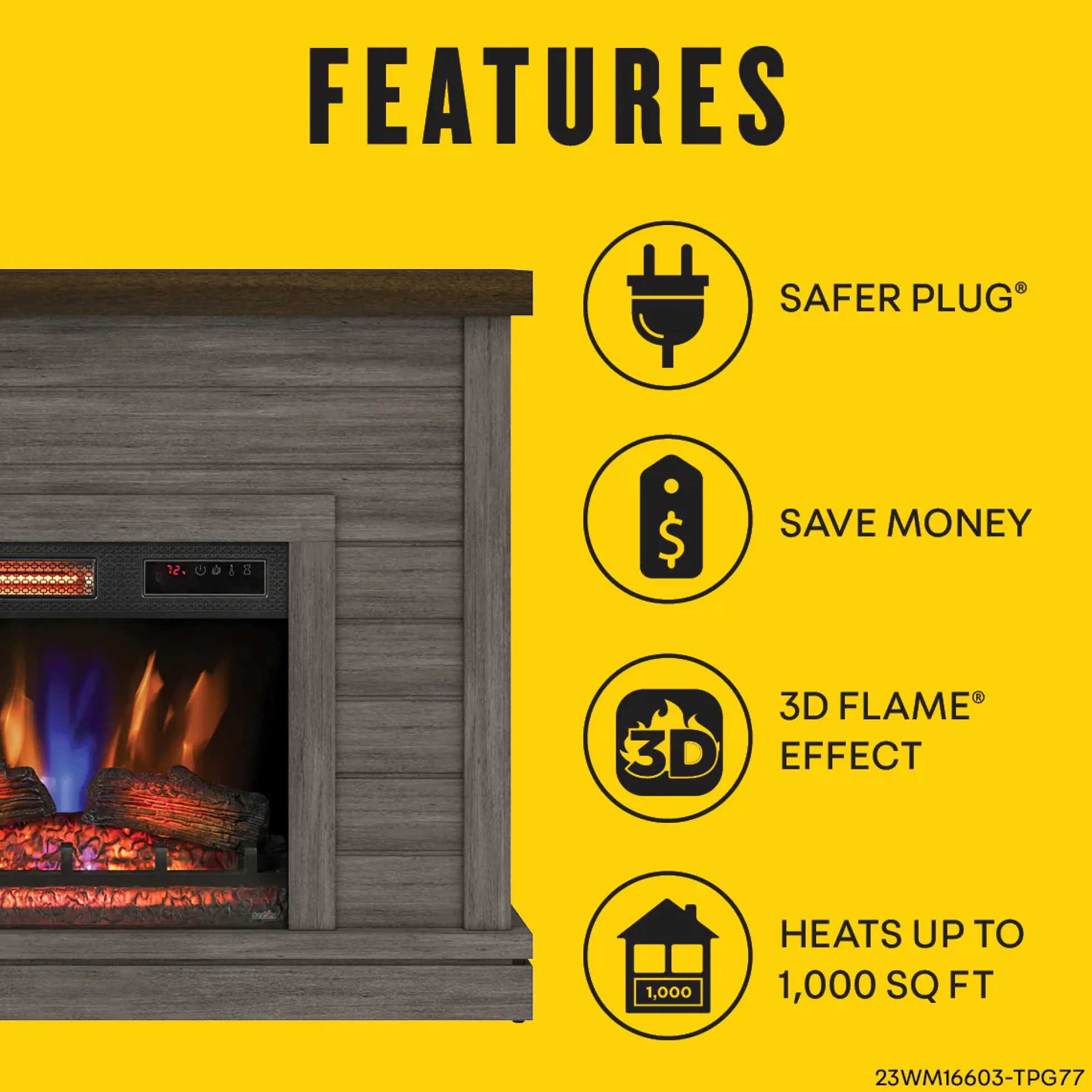 duraflame® Farmhouse Shiplap Electric Fireplace Wall Mantel