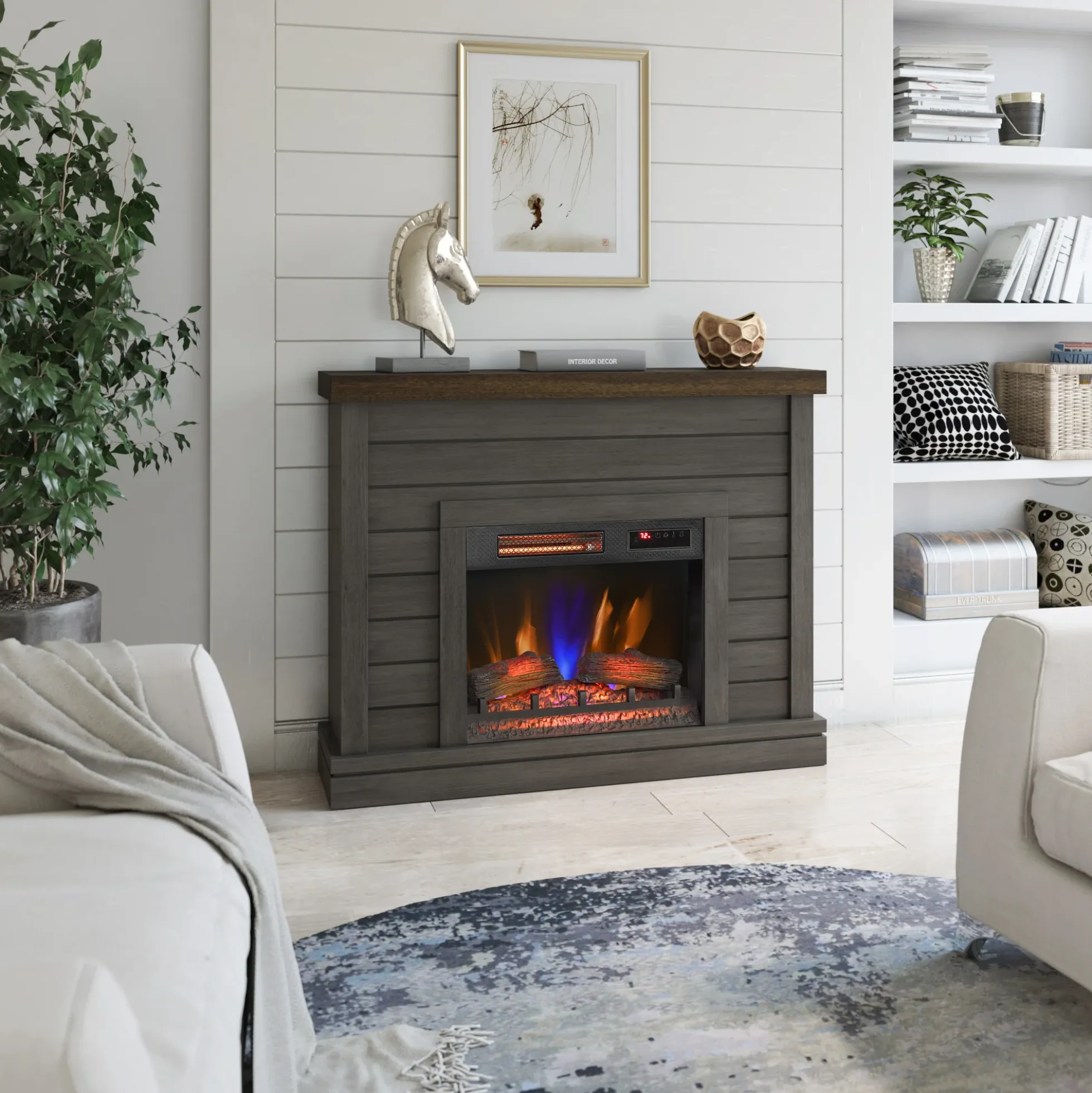 duraflame® Farmhouse Shiplap Electric Fireplace Wall Mantel